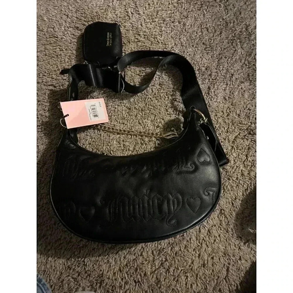 Juicy Couture Handbags - juicy couture purse black shoulder bag with extra strap and coin bag